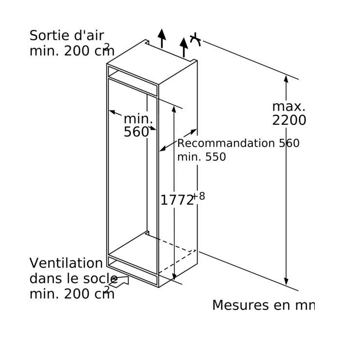 Réfrigérateur encastrable 1 porte Siemens KI82LAFF0 60 cm