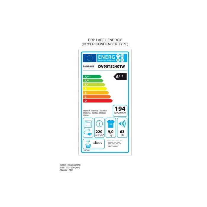 Samsung DV90T5240TW / S2 - 5000 Series - Sèche-linge pompe à