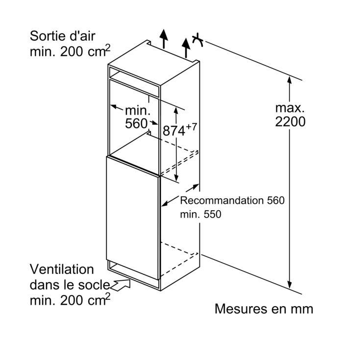 Frigo encastrable BRB26602FWW Fixation à Glissières